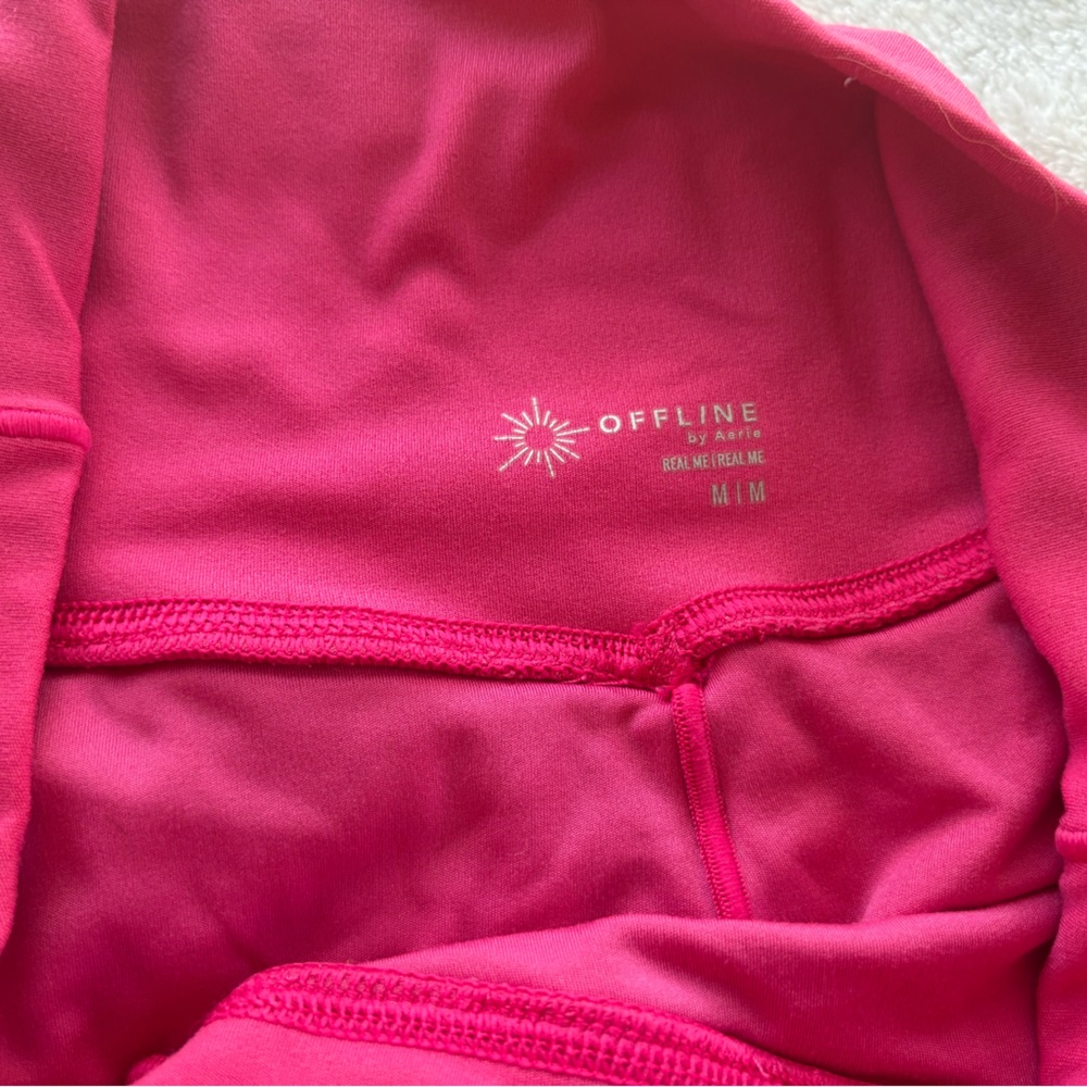 Aerie Offline Crossover Athletic Shorts Pink High Waisted Flowy Gym Shorts M - Picture 2 of 4